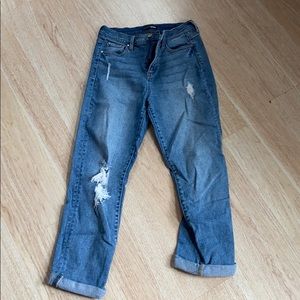 Blue distressed boyfriend jeans